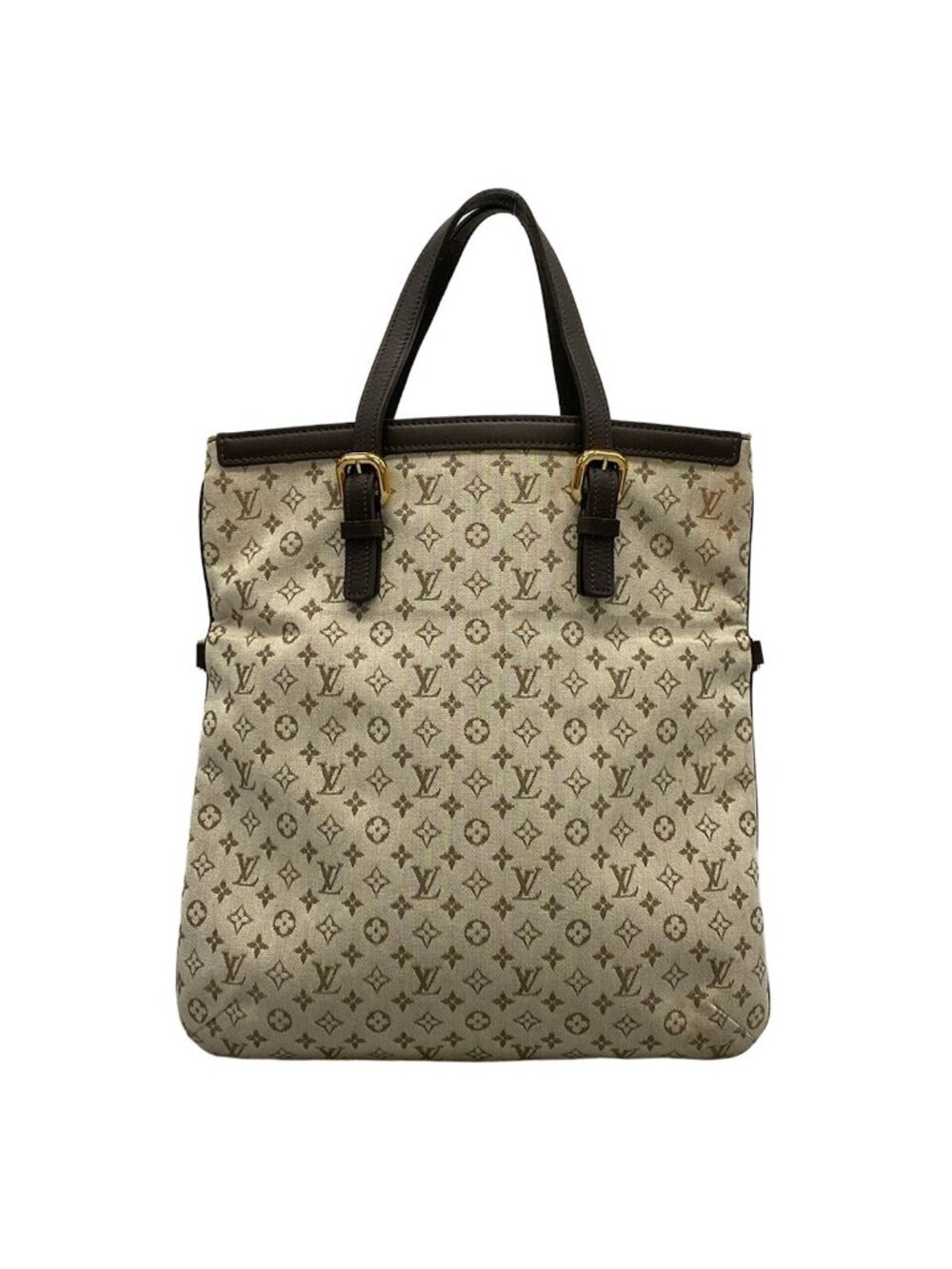 Louis Vuitton Handbag Monogram Mini Francoise Khaki Cotton Leather